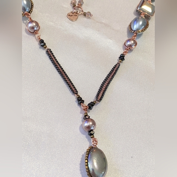 Fabulous Nakamol Mixed Media Fringe Tassel Necklace Pearls Crystals Rose Gold - Picture 10 of 12